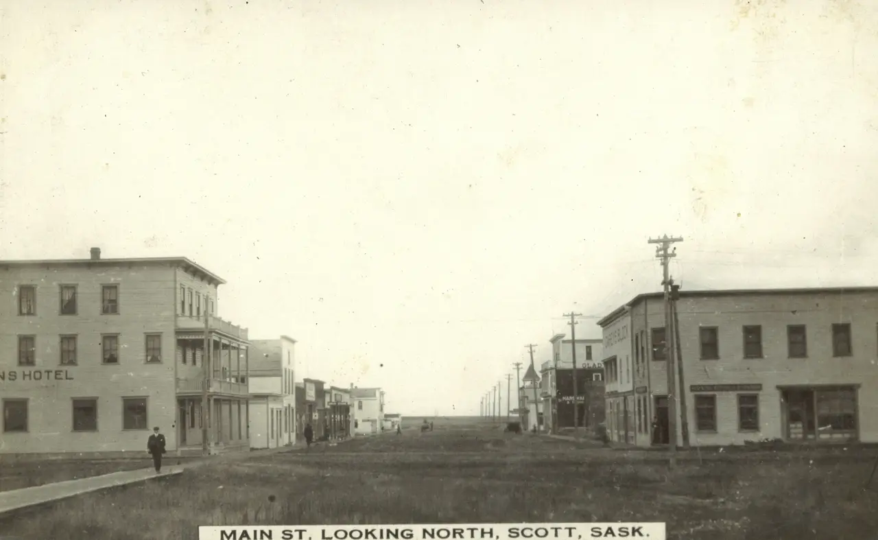 Main Street looking north, Scott, about 1910