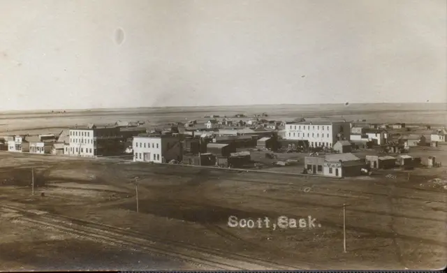 Aerial view of Scott, Sask.