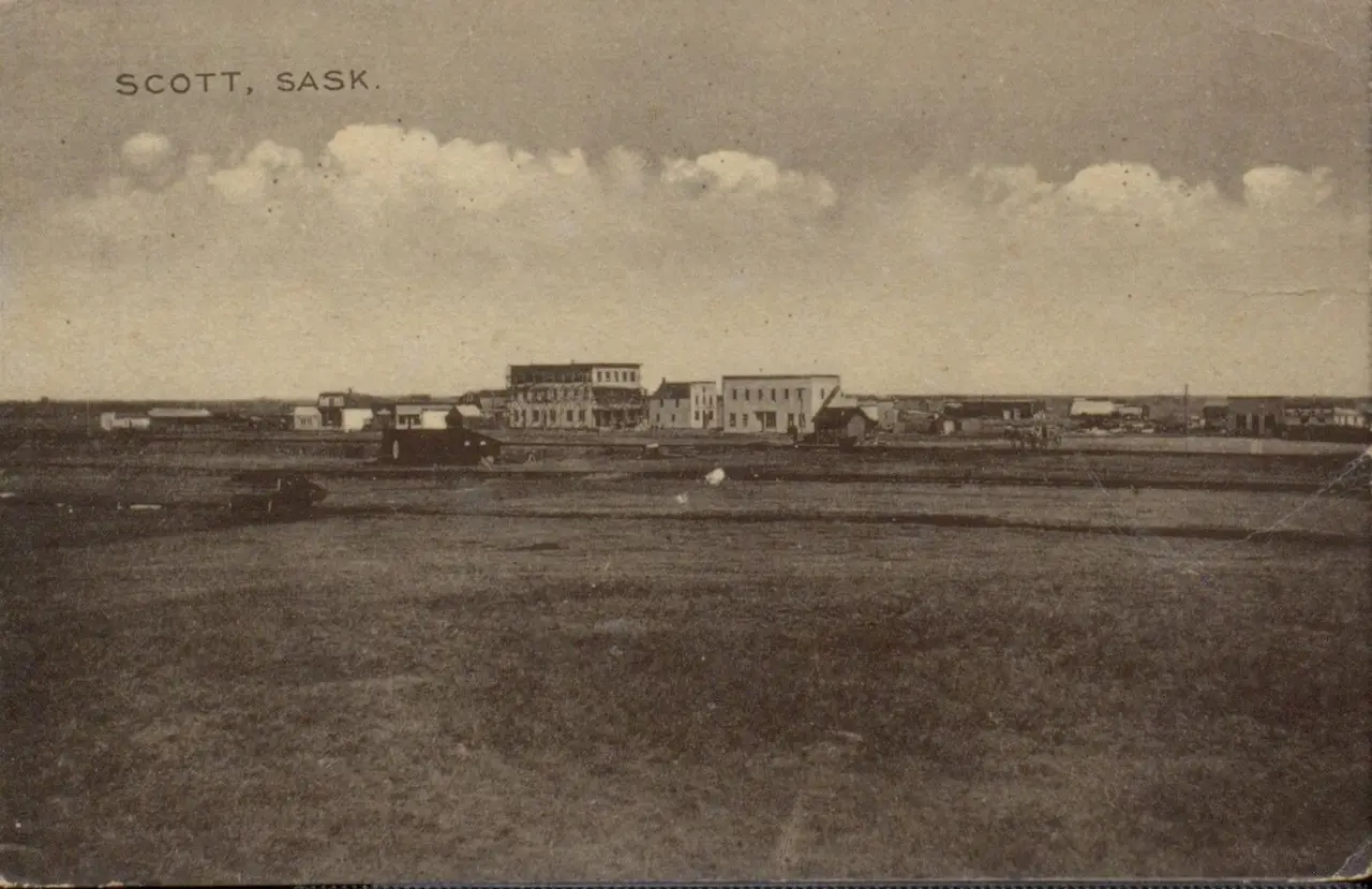 View of Scott from the prairie edge, about 1910